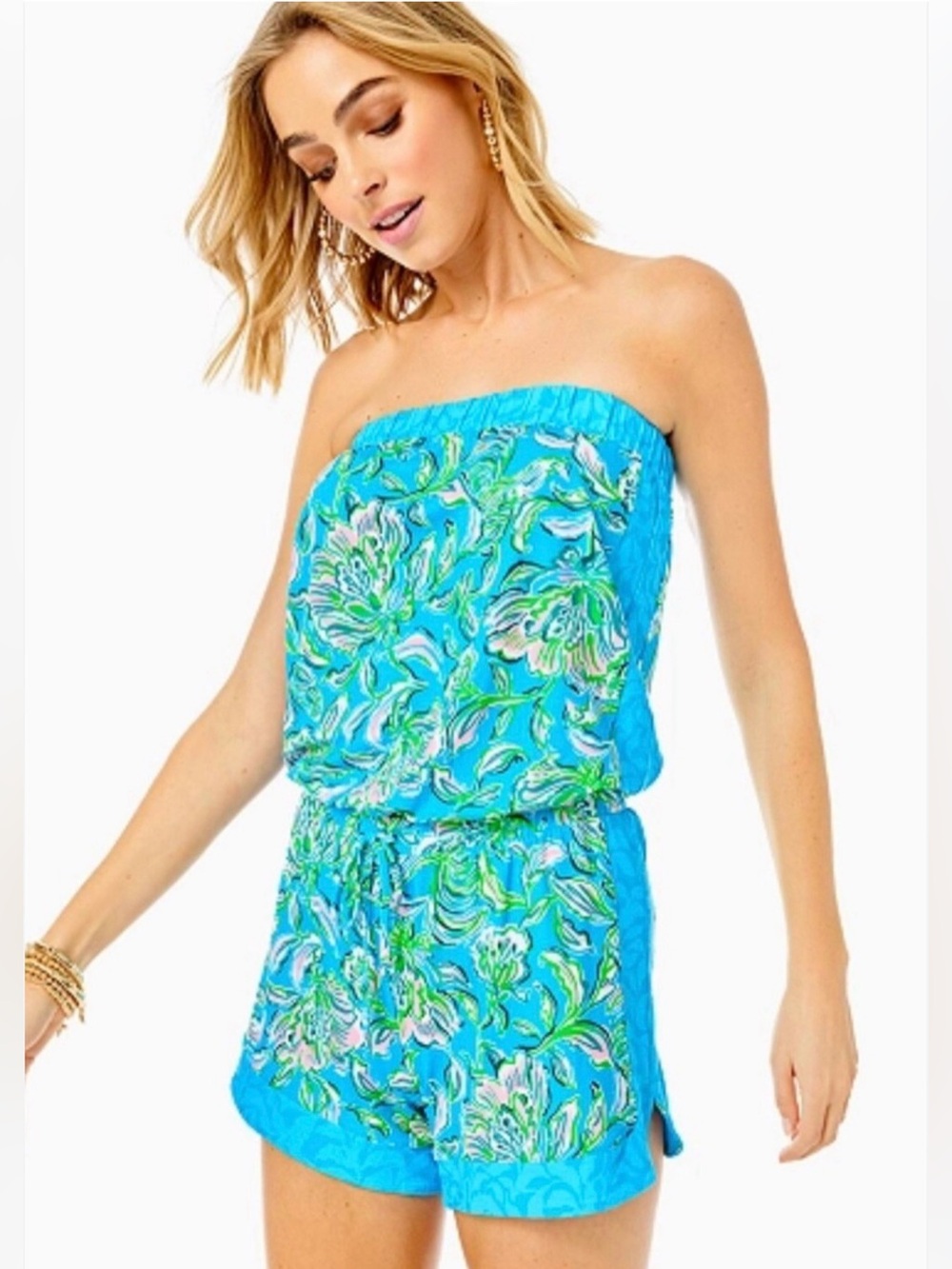LILLY PULITZER Small Rikki Romper Swim Coverup Cumulus Blue Chick Magnet Lk New